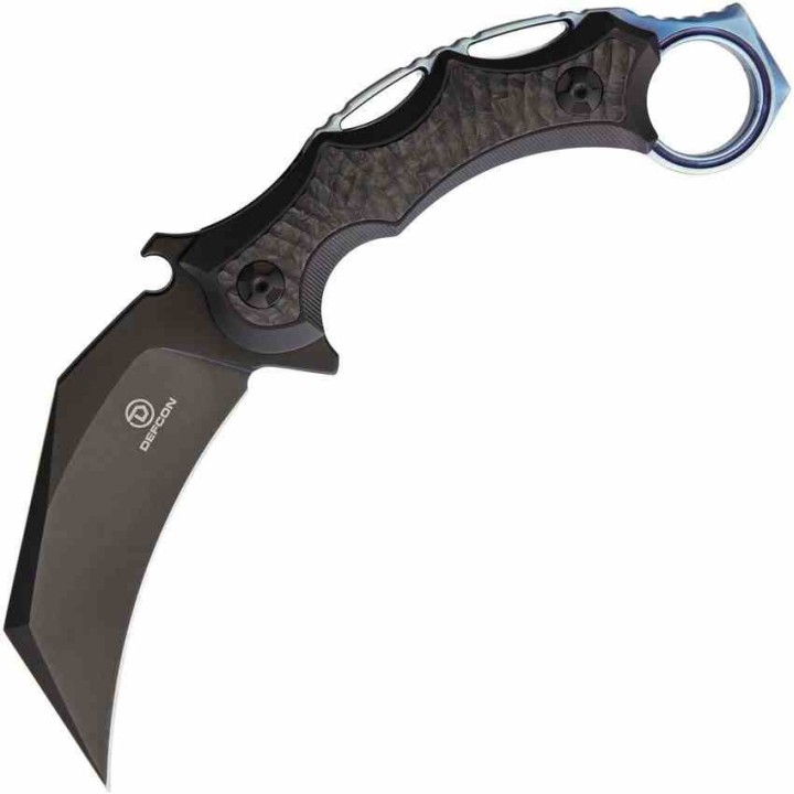 Couteau Defcon Karambit Jungle Black Lame Acier D2 Claw Manche Titane Etui Kydex TF31012 - Livraison Gratuite