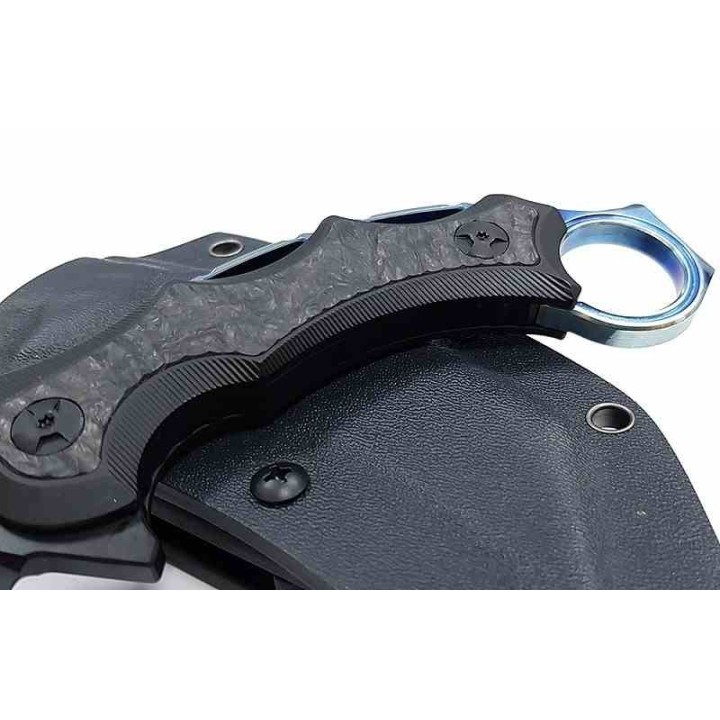Couteau Defcon Karambit Jungle Black Lame Acier D2 Claw Manche Titane Etui Kydex TF31012 - Livraison Gratuite
