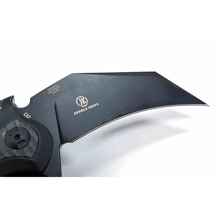 Couteau Defcon Karambit Jungle Black Lame Acier D2 Claw Manche Titane Etui Kydex TF31012 - Livraison Gratuite
