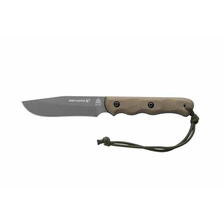Couteau TOPS Spirit Hunter X3 1095 Carbon Tungsten Blade Green Micarta Handles Leather Sheath USA TPSHR03 - Livraison Gratuite