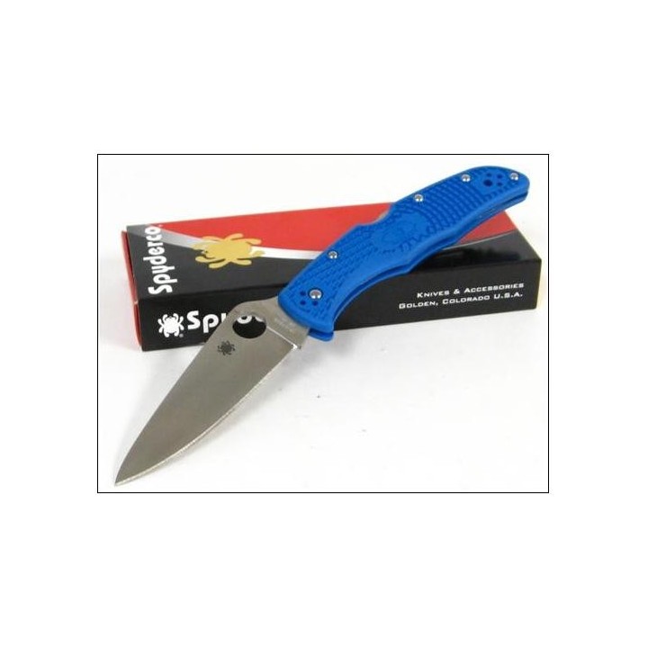 Couteau SPYDERCO Blue ENDURA 4 Flat Ground Plain Edge SC10FPBL - Couteau SPYDERCO Made In Japan