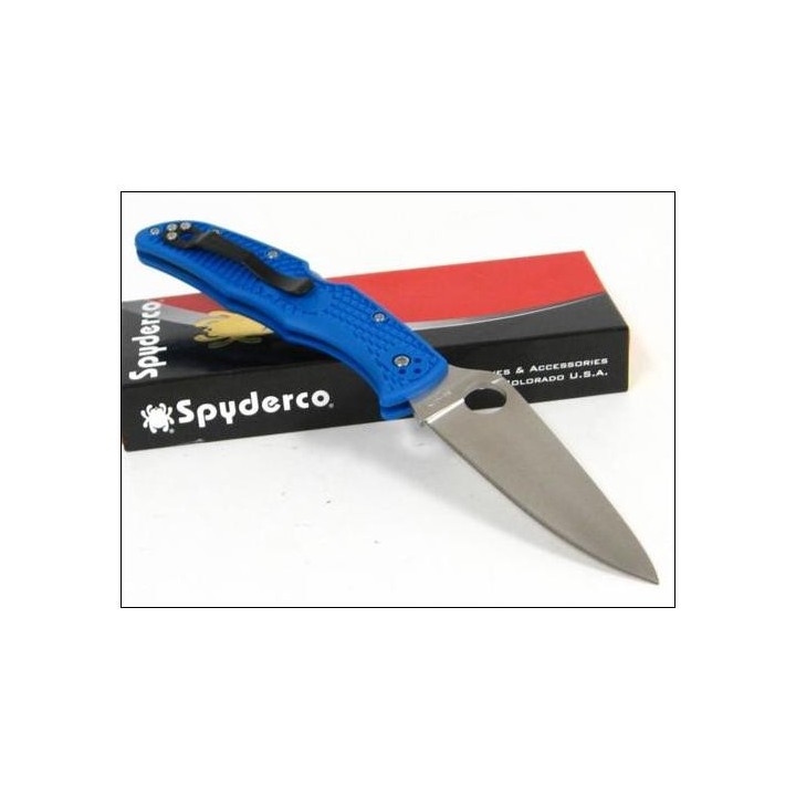 Couteau SPYDERCO Blue ENDURA 4 Flat Ground Plain Edge SC10FPBL - Couteau SPYDERCO Made In Japan