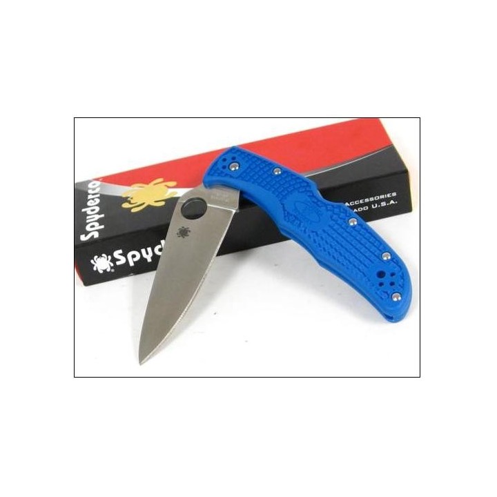 Couteau SPYDERCO Blue ENDURA 4 Flat Ground Plain Edge SC10FPBL - Couteau SPYDERCO Made In Japan