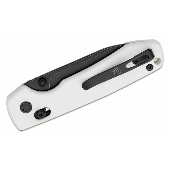 Couteau Vosteed Raccoon White Lame Acier Sandvik 14C28N Blackwash Manche G10 IKBS Clip VOSRCCBVPGW - Livraison Gratuite