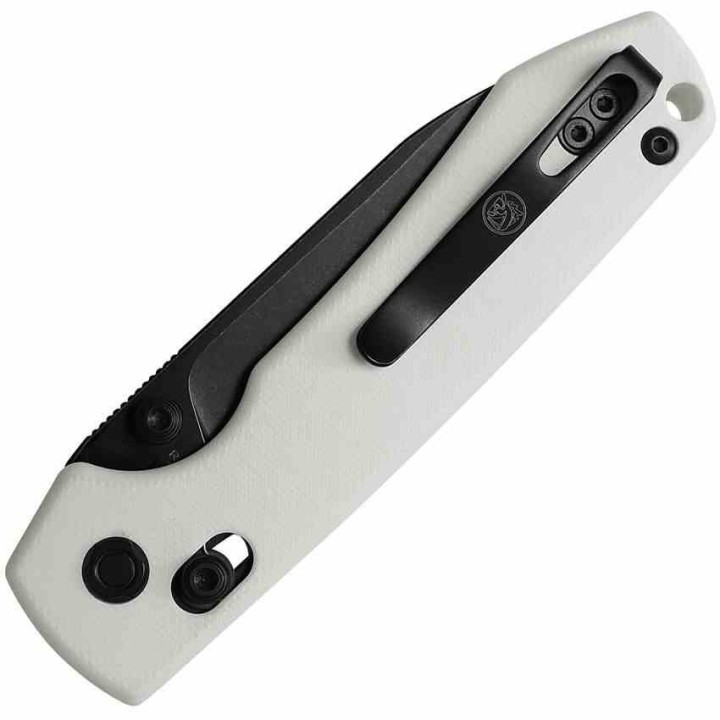Couteau Vosteed Raccoon White Lame Acier Sandvik 14C28N Blackwash Manche G10 IKBS Clip VOSRCCBVPGW - Livraison Gratuite