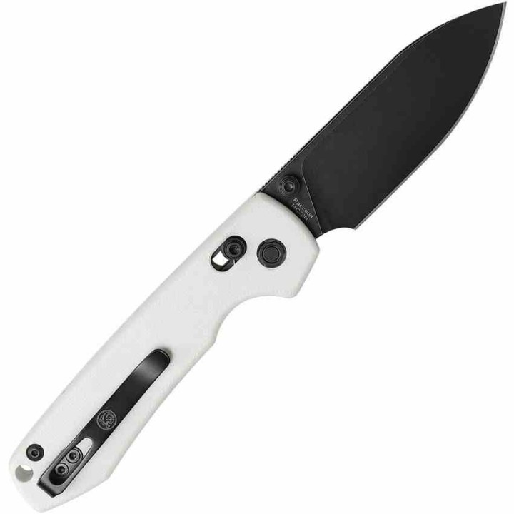 Couteau Vosteed Raccoon White Lame Acier Sandvik 14C28N Blackwash Manche G10 IKBS Clip VOSRCCBVPGW - Livraison Gratuite