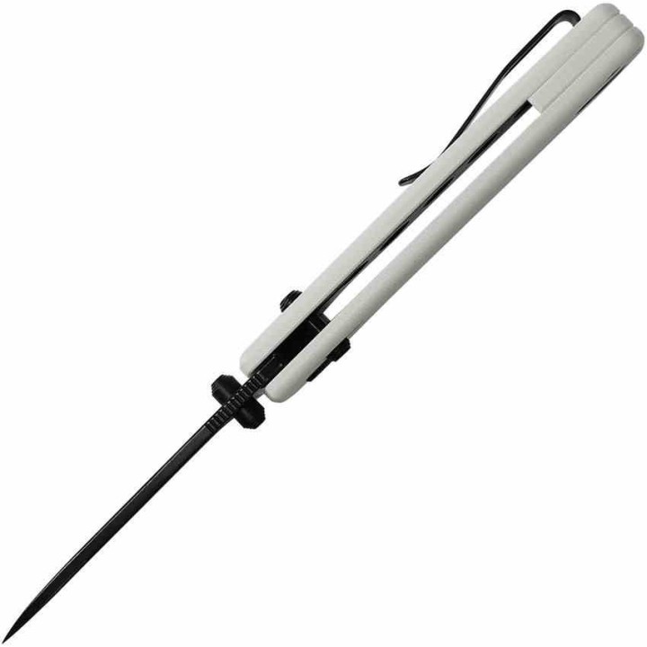 Couteau Vosteed Raccoon White Lame Acier Sandvik 14C28N Blackwash Manche G10 IKBS Clip VOSRCCBVPGW - Livraison Gratuite