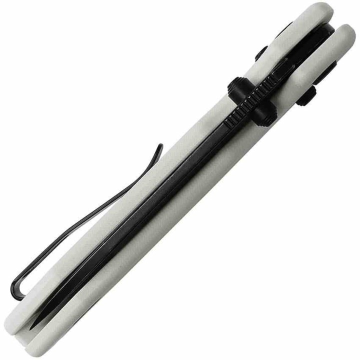 Couteau Vosteed Raccoon White Lame Acier Sandvik 14C28N Blackwash Manche G10 IKBS Clip VOSRCCBVPGW - Livraison Gratuite