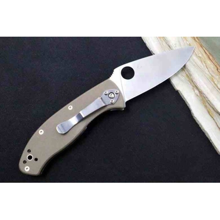 Couteau Spyderco Tenacious Brown Manche G10 Lame Acier CPM-M4 Satin Liner Lock Clip SC122GBNM4P - Livraison Gratuite