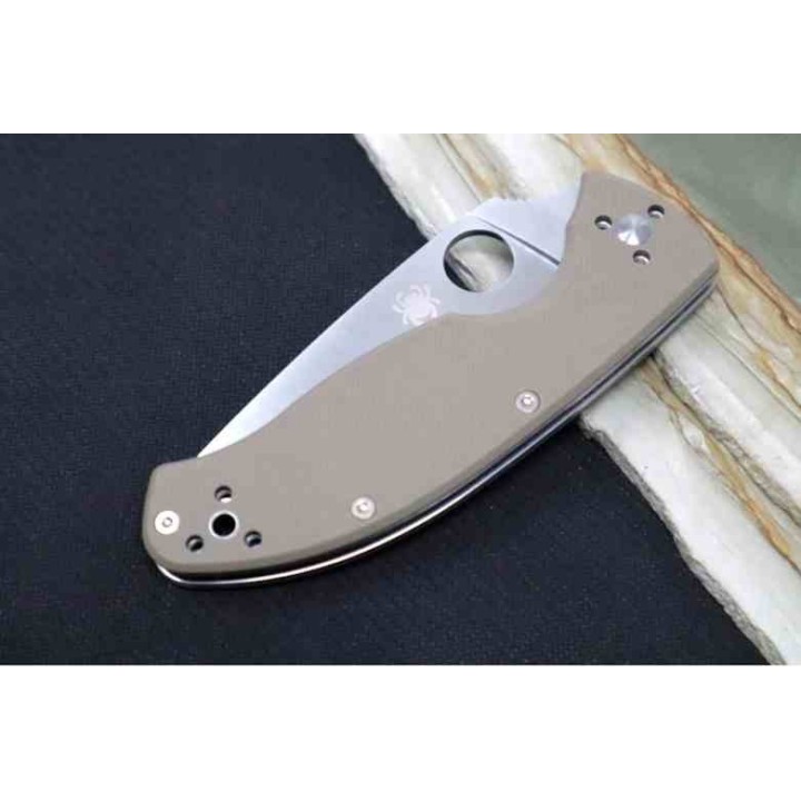 Couteau Spyderco Tenacious Brown Manche G10 Lame Acier CPM-M4 Satin Liner Lock Clip SC122GBNM4P - Livraison Gratuite