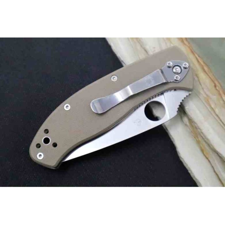 Couteau Spyderco Tenacious Brown Manche G10 Lame Acier CPM-M4 Satin Liner Lock Clip SC122GBNM4P - Livraison Gratuite