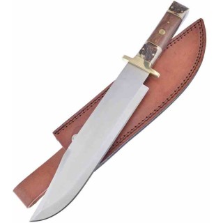 Couteau Poignard Frost Cutlery Bowie Manche Os & Bois Lame Acier Inox Etui Cuir FTS03WDST - Livraison Gratuite