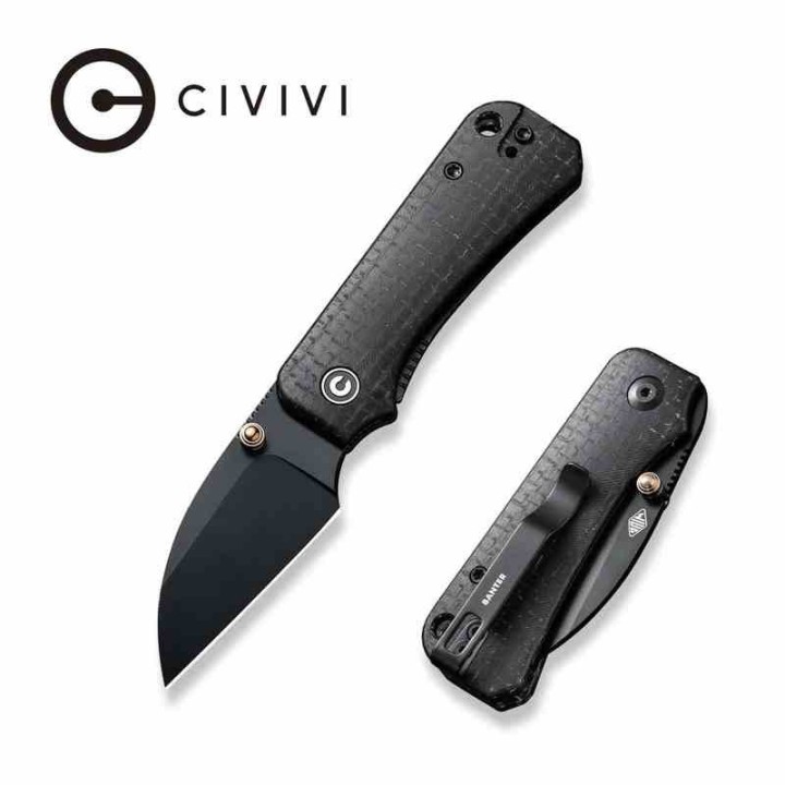 Couteau Civivi Baby Banter Wharncliffe Lame Acier Nitro-V Black Manche Black Micarta IKBS Clip CIVC19068SC1 - Livraison Gratuite