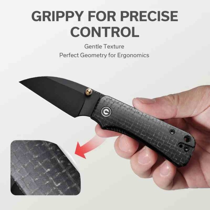 Couteau Civivi Baby Banter Wharncliffe Lame Acier Nitro-V Black Manche Black Micarta IKBS Clip CIVC19068SC1 - Livraison Gratuite