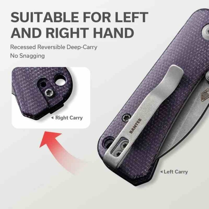 Couteau Civivi Baby Banter Wharncliffe Lame Acier Nitro-V Stonewash Manche Purple Micarta IKBS CIVC19068SC2 - Livraison Gratuite