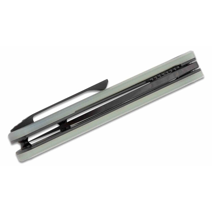 Couteau Finch SHIV Ghost Green Lame Acier 14C28N Black Wharncliffe Manche G10 IKBS Clip Titane FKCSV003 - Livraison Gratuite