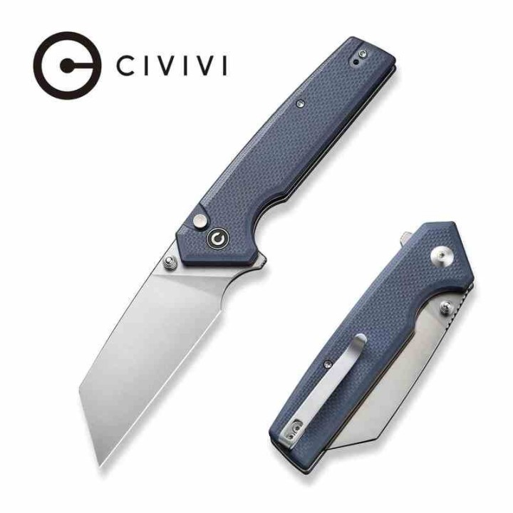 Couteau CIVIVI Amirite Blue Lame Acier Nitro-V Satin Reverse Tanto Manche G10 IKBS Clip CIVC230281 - Livraison Gratuite