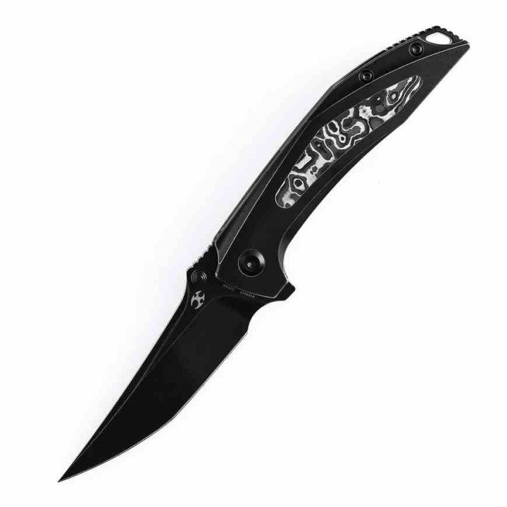 Couteau Kansept Baku Blk/White Titane/Fibre Carbone Lame Acier CPM-S35VN Blackwash IKBS Clip K1056A6 - Livraison Gratuite