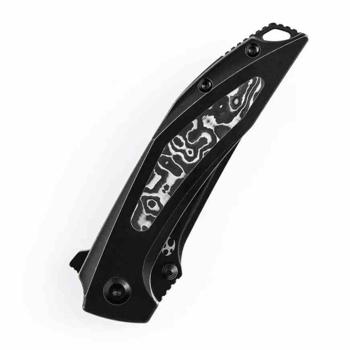 Couteau Kansept Baku Blk/White Titane/Fibre Carbone Lame Acier CPM-S35VN Blackwash IKBS Clip K1056A6 - Livraison Gratuite