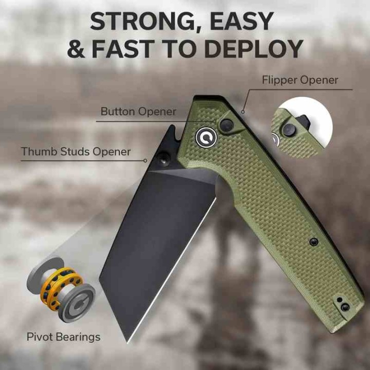 Couteau CIVIVI Amirite OD Green Lame Acier Nitro-V black Reverse Tanto Manche G10 IKBS Clip CIVC230283 - Livraison Gratuite