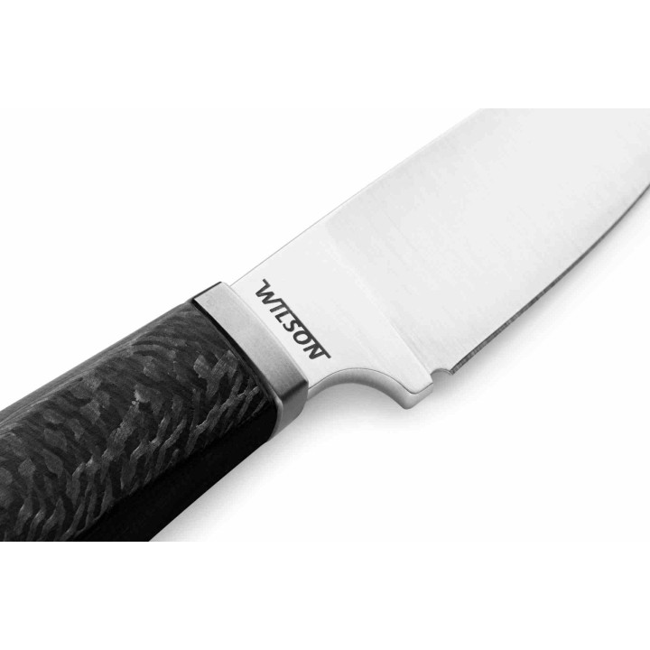 Couteau LionSteel Willy Carbon Fiber Lame Acier M390 Manche Fibre Carbone Etui Cuir Italy LSTWL1CF - Livraison Gratuite
