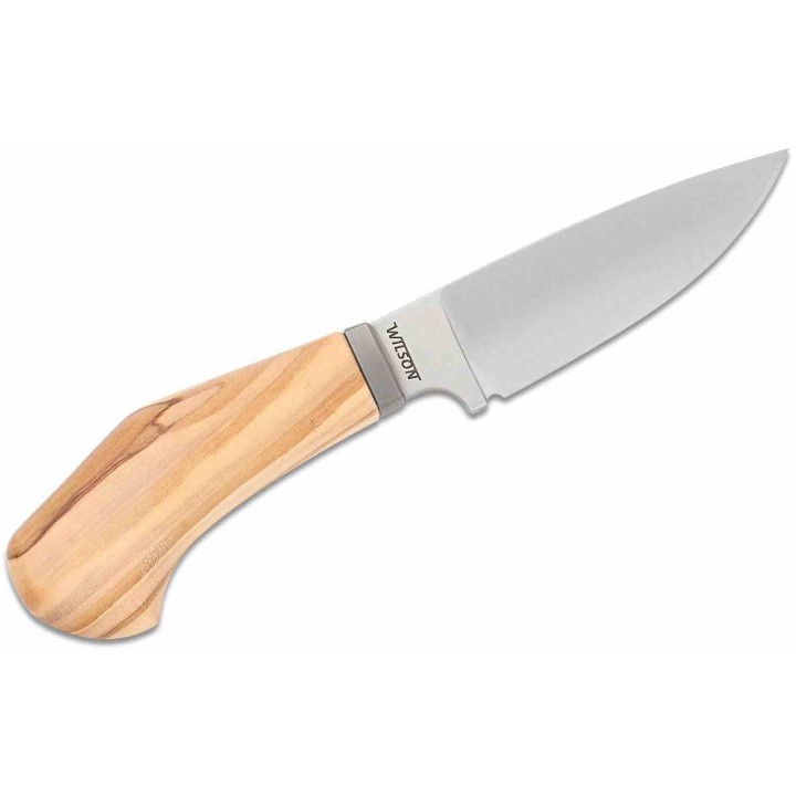 Couteau LionSteel Willy Olive Wood Lame Acier M390 Manche Bois d'Olivier Etui Cuir Italy LSTWL1UL - Livraison Gratuite