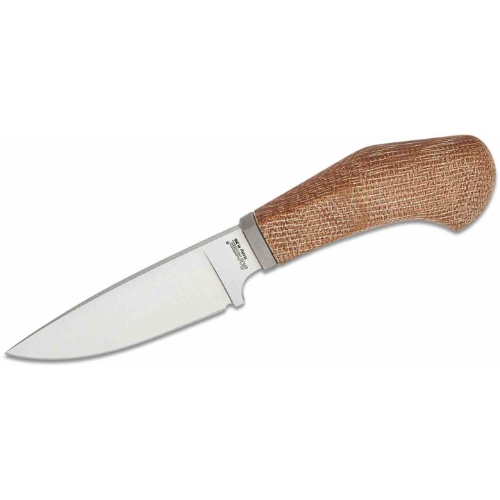Couteau LionSteel Willy Natural Canvas Micarta Lame Acier M390 Manche Micarta Etui Cuir Italy LSTWL1CVN - Livraison Gratuite