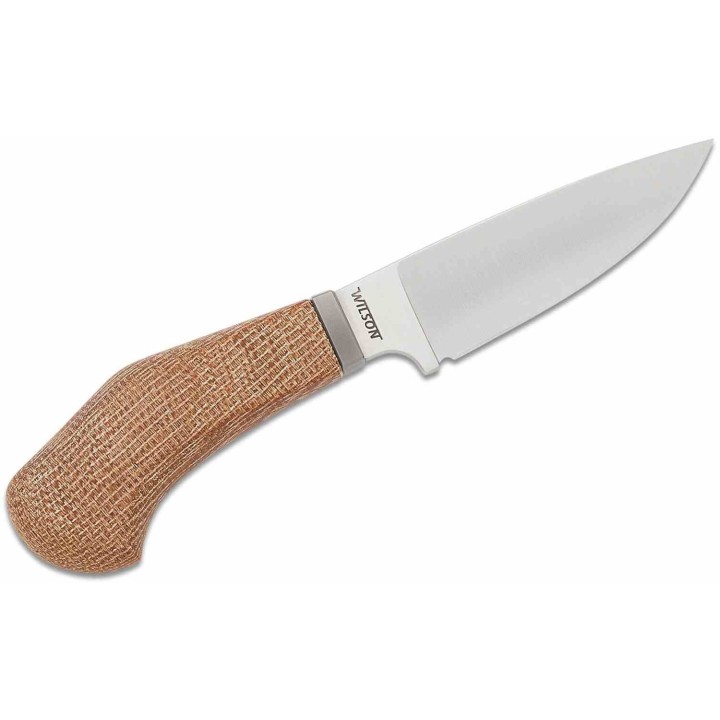 Couteau LionSteel Willy Natural Canvas Micarta Lame Acier M390 Manche Micarta Etui Cuir Italy LSTWL1CVN - Livraison Gratuite