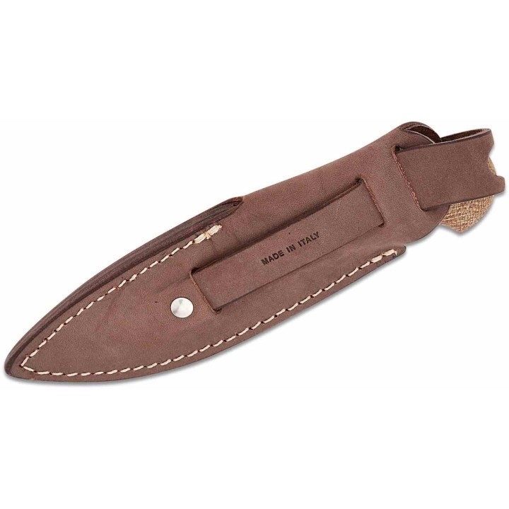 Couteau LionSteel Willy Natural Canvas Micarta Lame Acier M390 Manche Micarta Etui Cuir Italy LSTWL1CVN - Livraison Gratuite
