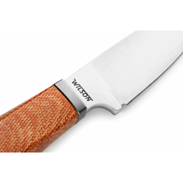 Couteau LionSteel Willy Natural Canvas Micarta Lame Acier M390 Manche Micarta Etui Cuir Italy LSTWL1CVN - Livraison Gratuite