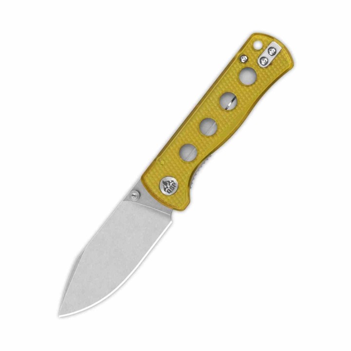 Couteau QSP Canary Ultem Folder Lame Acier 14C28N Stonewash Manche Ultem IKBS Linerlock Clip QS150J1 - Livraison Gratuite
