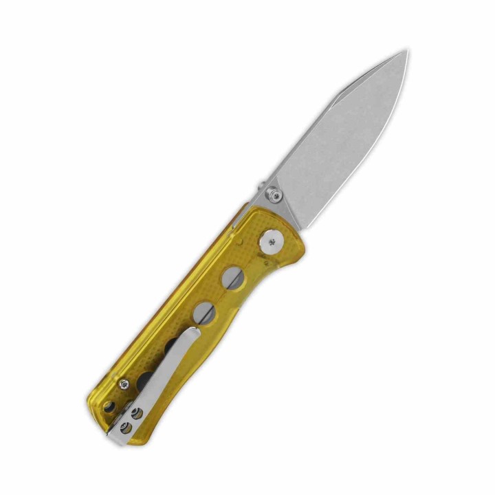 Couteau QSP Canary Ultem Folder Lame Acier 14C28N Stonewash Manche Ultem IKBS Linerlock Clip QS150J1 - Livraison Gratuite