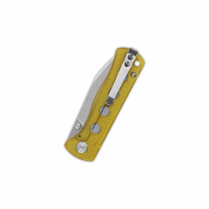 Couteau QSP Canary Ultem Folder Lame Acier 14C28N Stonewash Manche Ultem IKBS Linerlock Clip QS150J1 - Livraison Gratuite