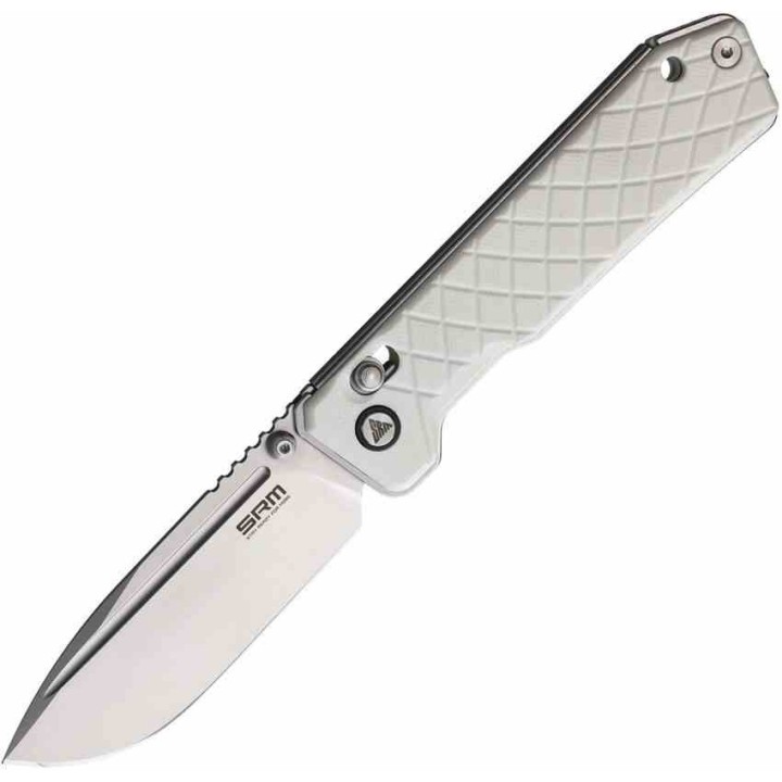 Couteau SRM 7228B Rubik Large Ambi Lock Lame 14C28N Manche White G10 Clip SRM7228BGT - Livraison Gratuite