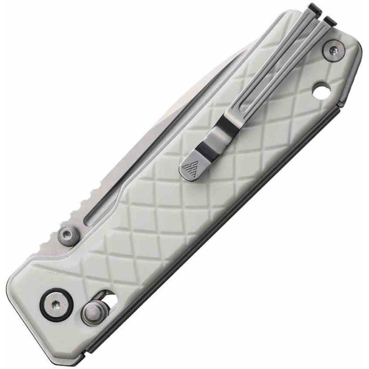 Couteau SRM 7228B Rubik Large Ambi Lock Lame 14C28N Manche White G10 Clip SRM7228BGT - Livraison Gratuite