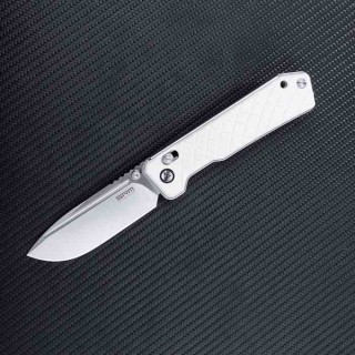 Couteau SRM 7228B Rubik Large Ambi Lock Lame 14C28N Manche White G10 Clip SRM7228BGT - Livraison Gratuite