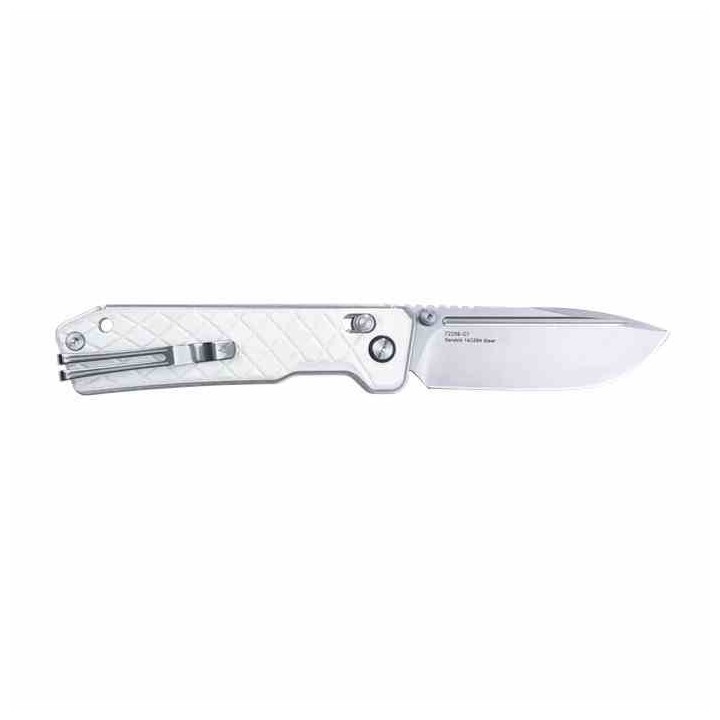 Couteau SRM 7228B Rubik Large Ambi Lock Lame 14C28N Manche White G10 Clip SRM7228BGT - Livraison Gratuite