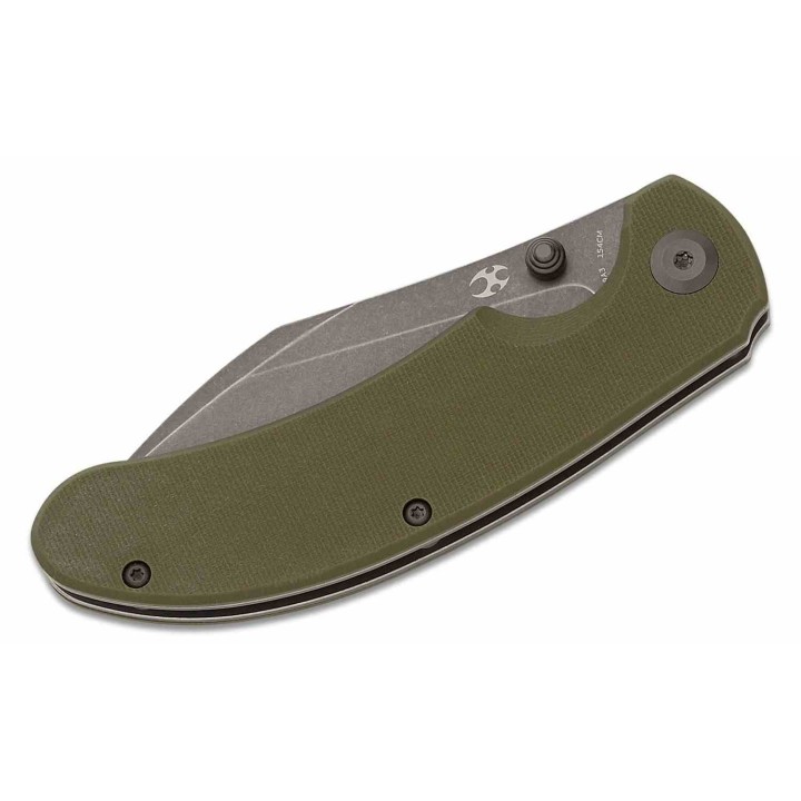Couteau Kansept Nesstreet Olive Lame Acier 154CM SW Sheepsfoot Manche G10 IKBS Linerlock Clip KT1039A3 - Livraison Gratuite