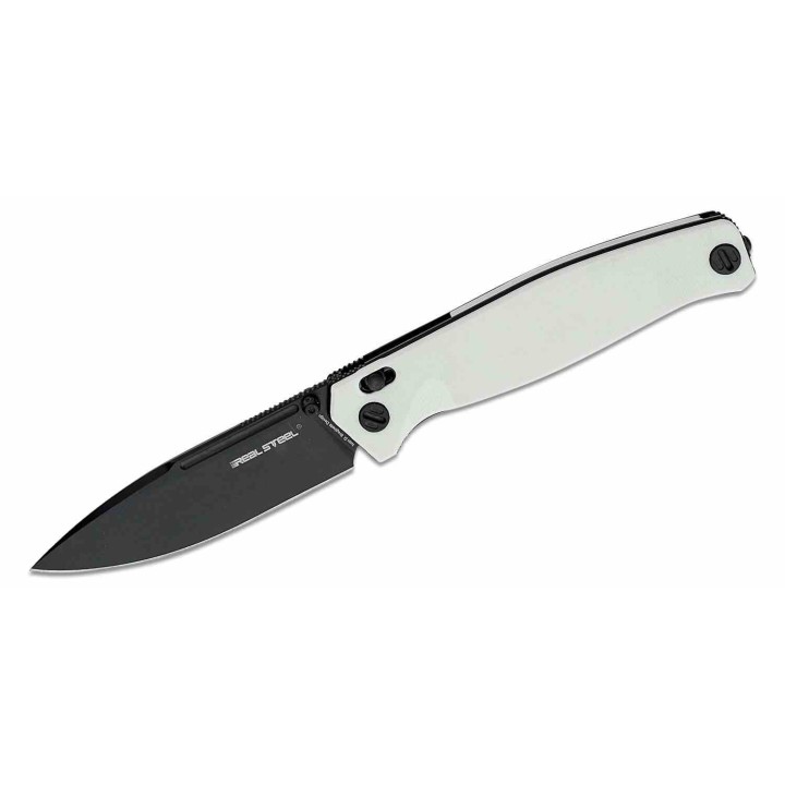 Couteau Real Steel HUGINN White/Black Manche G10 Lame Acier VG-10 Slide Lock Clip RS7652WB - Livraison Gratuite