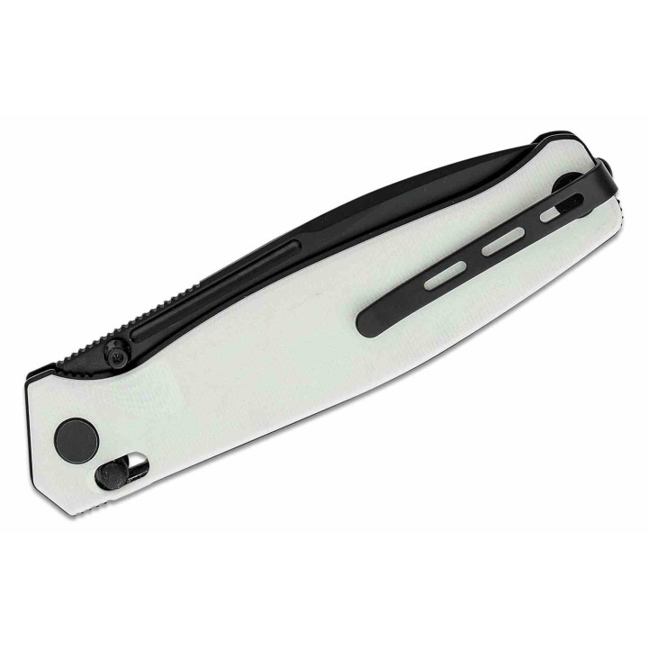 Couteau Real Steel HUGINN White/Black Manche G10 Lame Acier VG-10 Slide Lock Clip RS7652WB - Livraison Gratuite