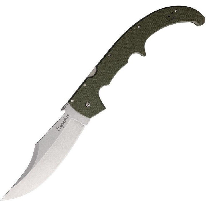 Couteau Cold Steel Espada XL Lame Acier AUS-10 Stonewashed Manche OD Green G10 G-10 Lockback CS62MGCODSW - Livraison Gratuite