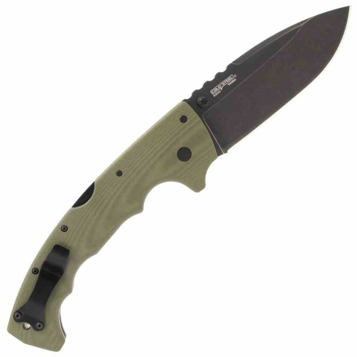 Couteau Cold Steel 5-Max Dark Green Lame Acier S35VN Blackwash Manche G10 Tri-Ad Lock Clip CSFL50MAX - Livraison Gratuite