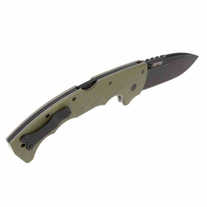Couteau Cold Steel 5-Max Dark Green Lame Acier S35VN Blackwash Manche G10 Tri-Ad Lock Clip CSFL50MAX - Livraison Gratuite