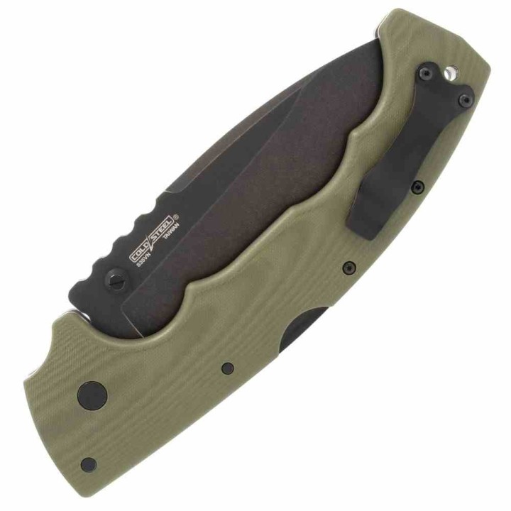Couteau Cold Steel 5-Max Dark Green Lame Acier S35VN Blackwash Manche G10 Tri-Ad Lock Clip CSFL50MAX - Livraison Gratuite