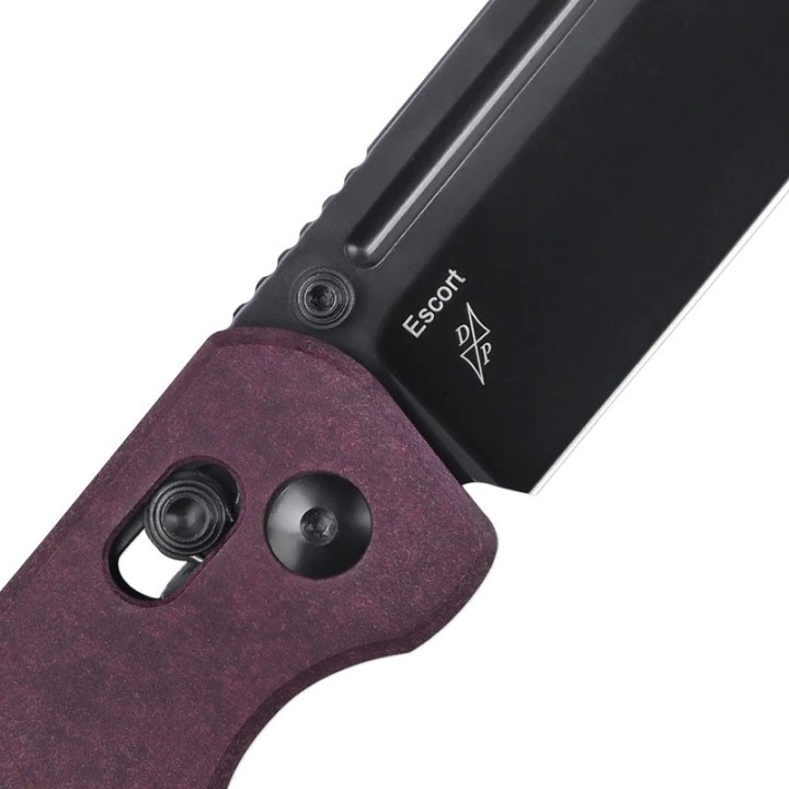 Couteau Kizer Escort Red Lame Acier 154CM Manche Richlite IKBS Clutch Lock Clip KIV4481C1 - Livraison Gratuite