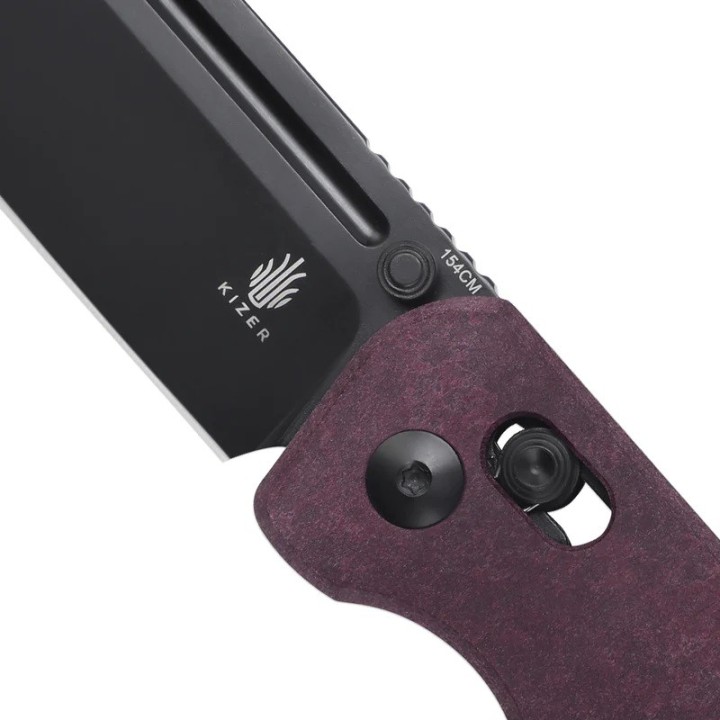 Couteau Kizer Escort Red Lame Acier 154CM Manche Richlite IKBS Clutch Lock Clip KIV4481C1 - Livraison Gratuite
