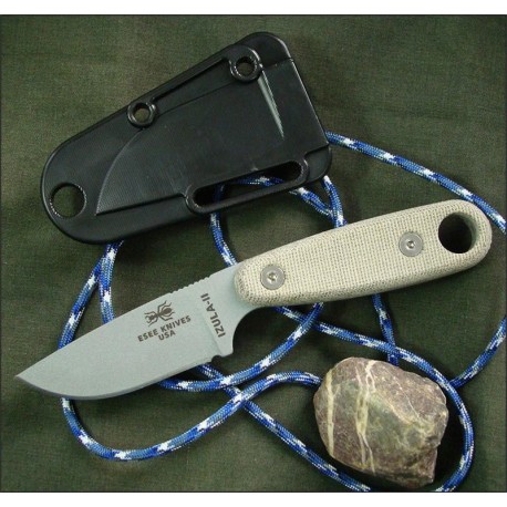 Couteau de Survie Esee Knives Izula II Gray Acier Carbone 1095 Manche Micarta Made In USA ESIZ2SPC - Livraison Gratuite