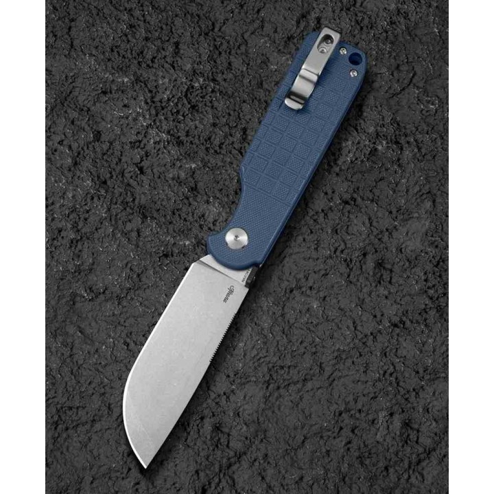Couteau Bestech Glok Blue-Gray Manche G10 Lame Acier 14C28N IKBS Button Lock Clip BTKG55B - Livraison Gratuite