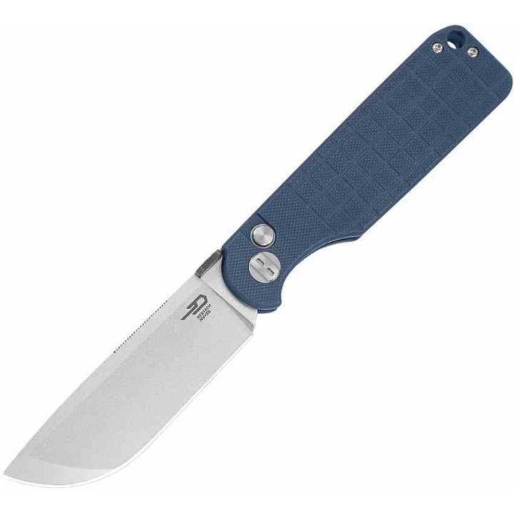 Couteau Bestech Glok Blue-Gray Manche G10 Lame Acier 14C28N IKBS Button Lock Clip BTKG55B - Livraison Gratuite