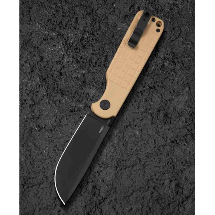 Couteau Bestech Glok Khaki Manche G10 Lame Acier 14C28N IKBS Button Lock Clip BTKG55C - Livraison Gratuite